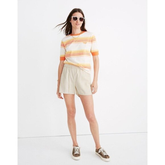 Madewell Pants - MADEWELL Free & Free Corduroy Elastic Waist Pull On Shorts With Pockets Cream XL